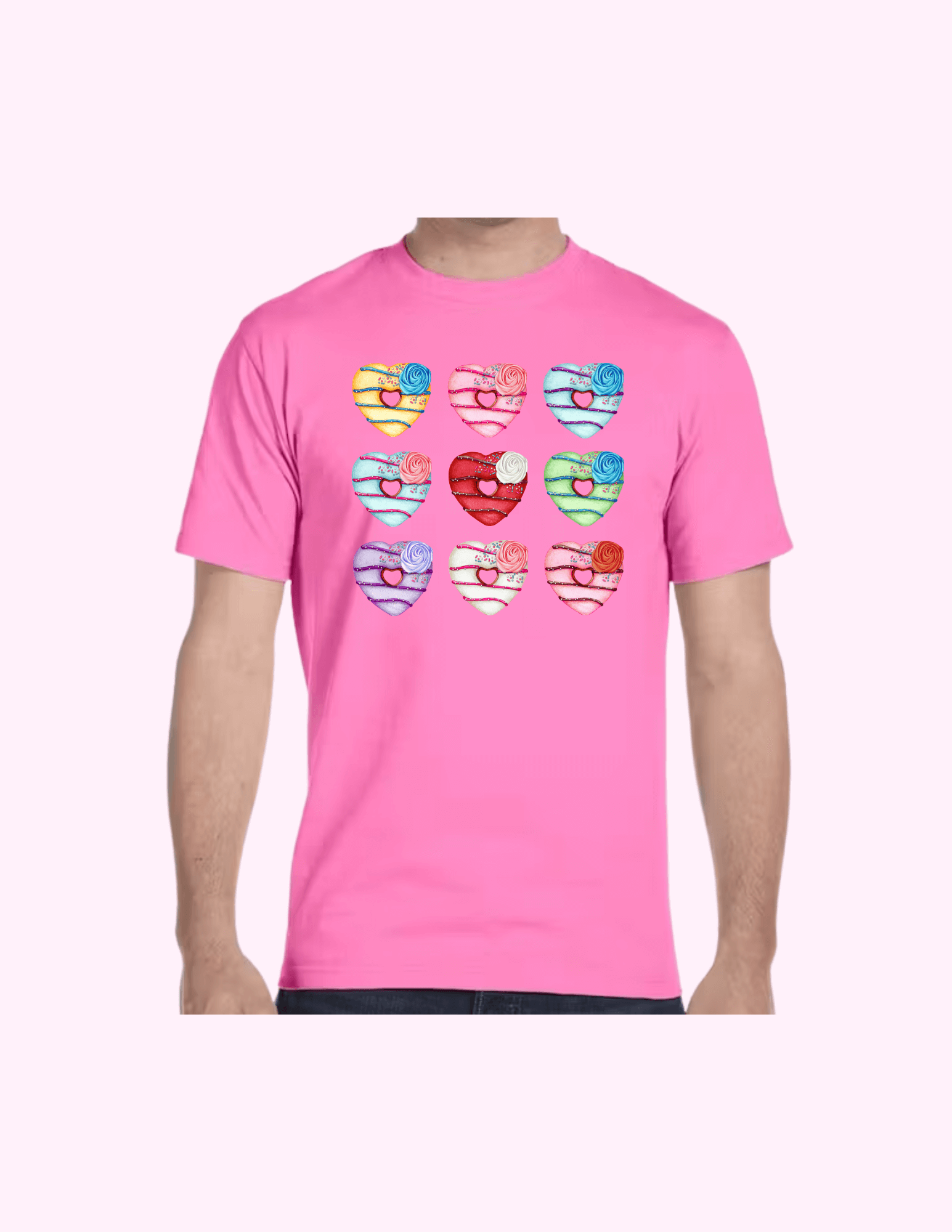 Donut Hearts - Adult T-Shirt featuring unique artwork, perfect for personal style and expression.