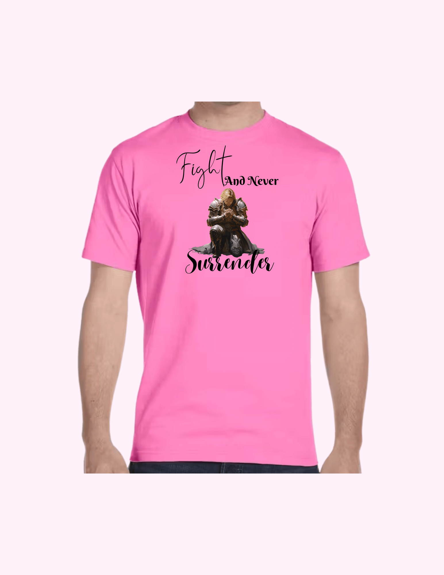 Fight And Never Surrender (Man) - Adult T-Shirt featuring unique artwork, perfect for personal style and expression.