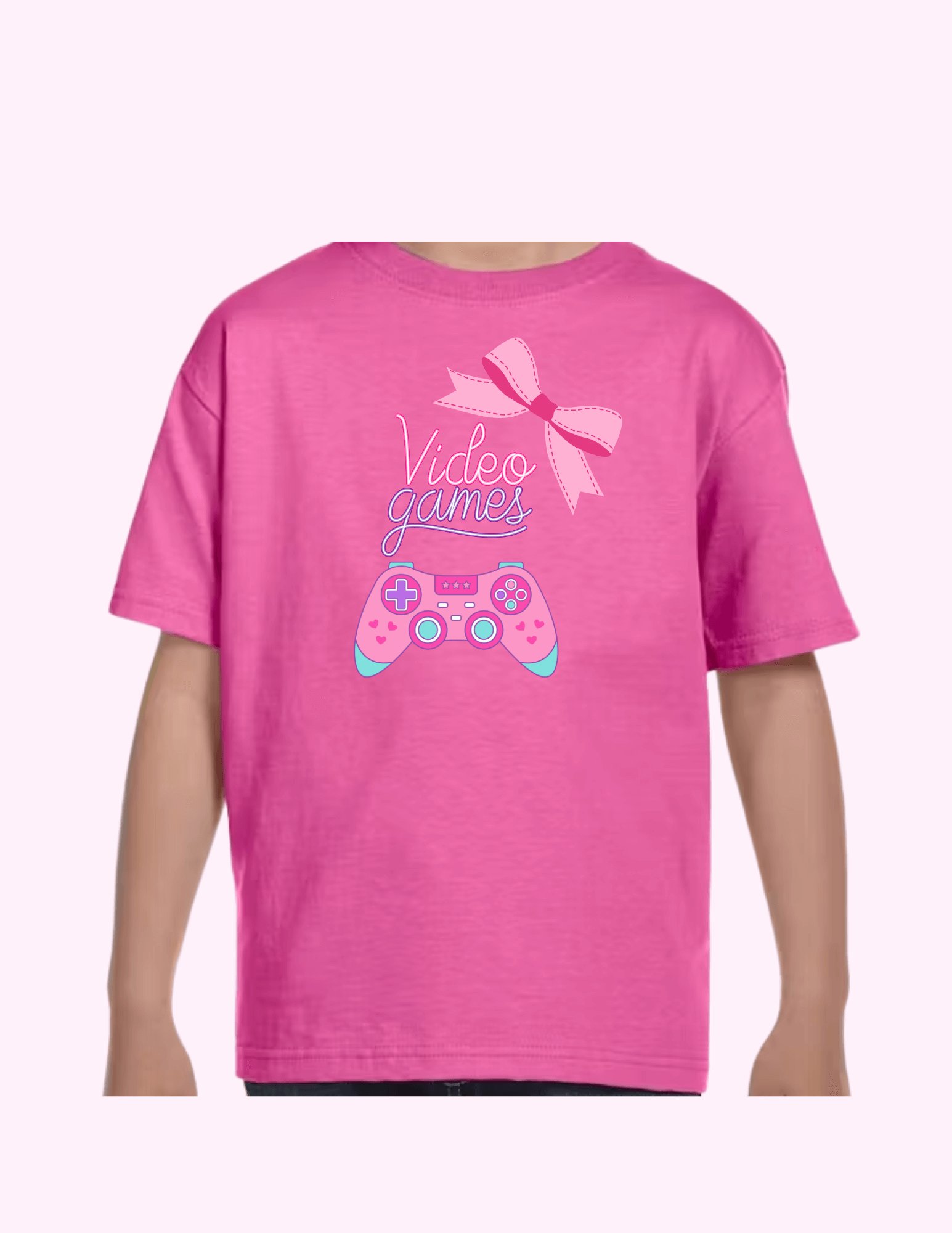 Video Games (Pink) - Kids T-Shirt featuring unique artwork, perfect for personal style and expression.