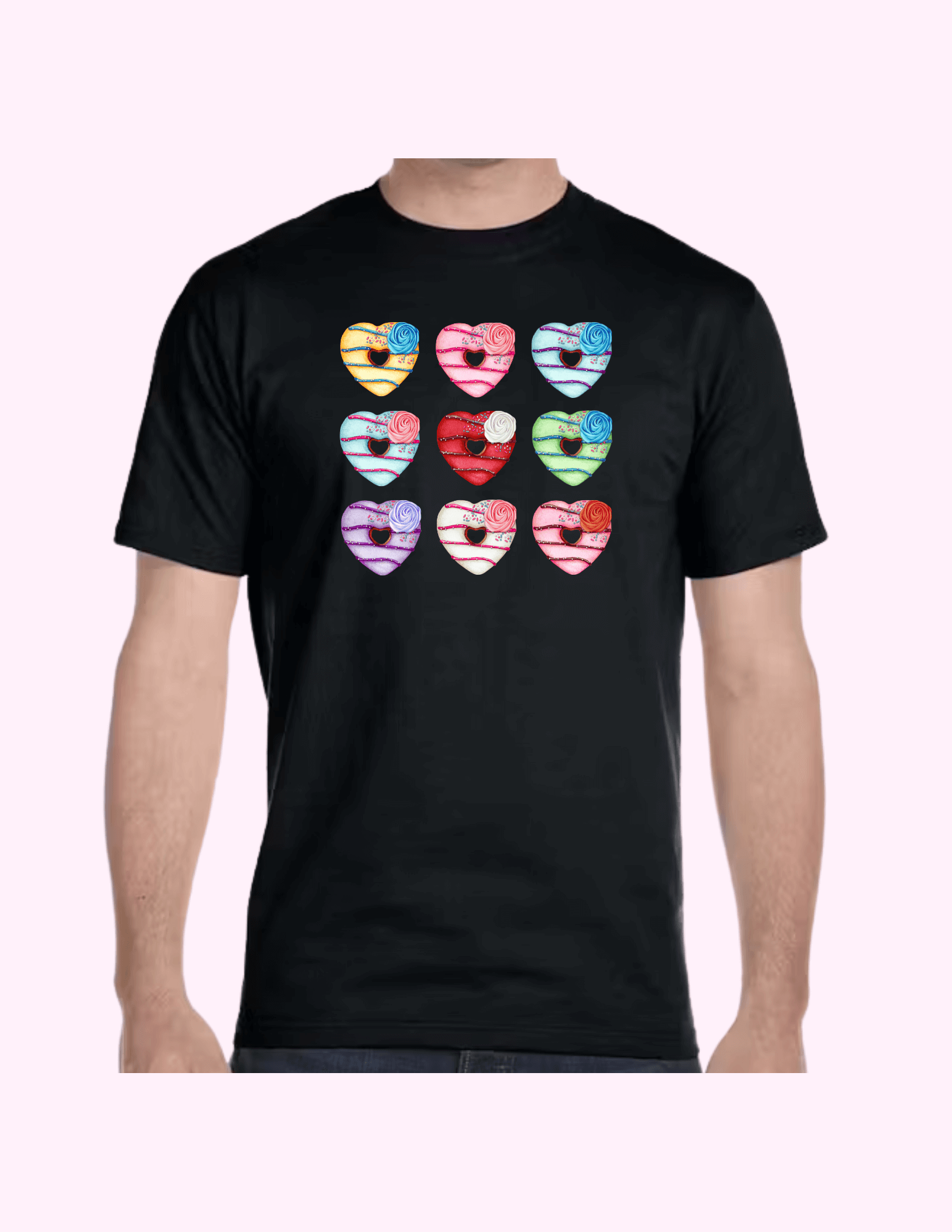 Donut Hearts - Adult T-Shirt featuring unique artwork, perfect for personal style and expression.