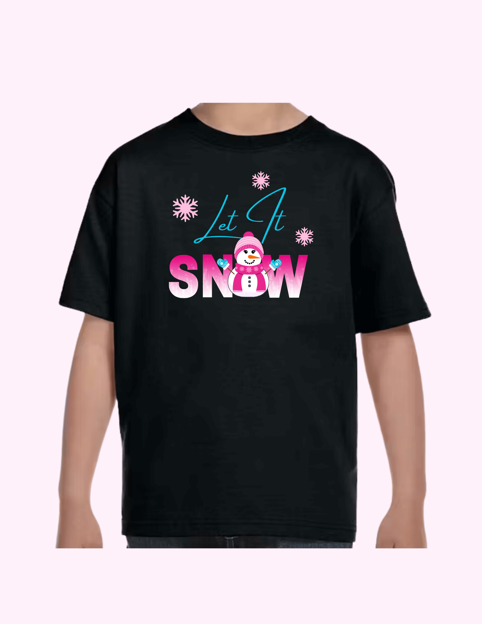 Let It Snow (Pink) - Kids T-Shirt featuring unique artwork, perfect for personal style and expression.