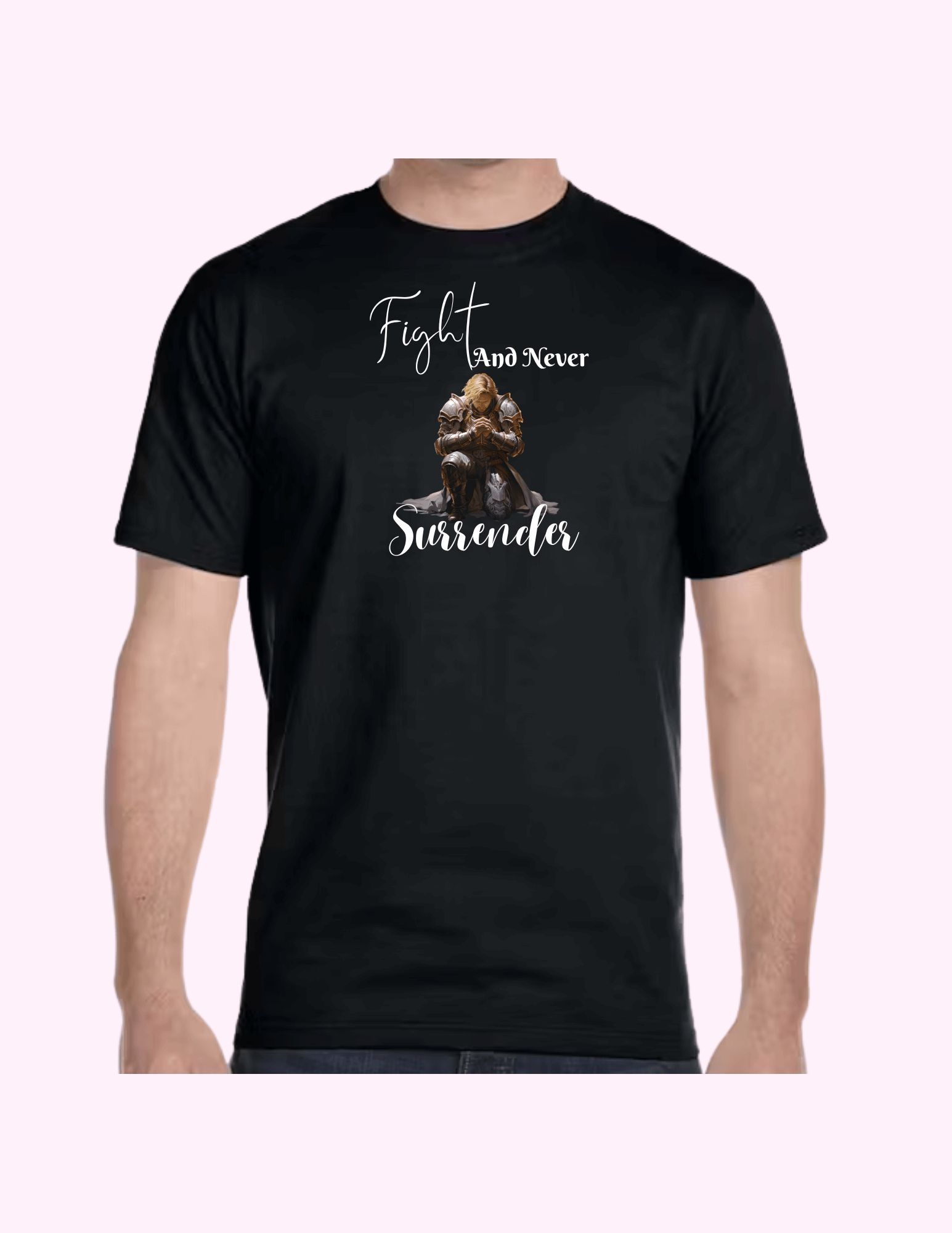 Fight And Never Surrender (Man) - Adult T-Shirt featuring unique artwork, perfect for personal style and expression.