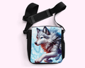 Blue Wolf - Crossbody Small Bag featuring unique artwork, perfect for personal style and expression.