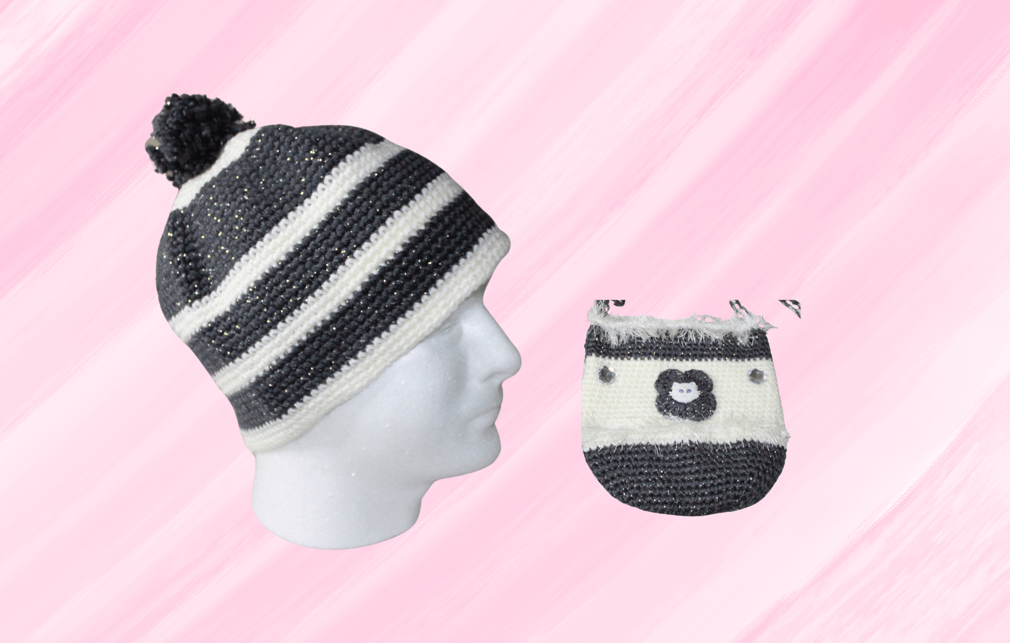Cute Hats With Bags Bundle For Adults And Kids featuring unique artwork, perfect for personal style and expression.