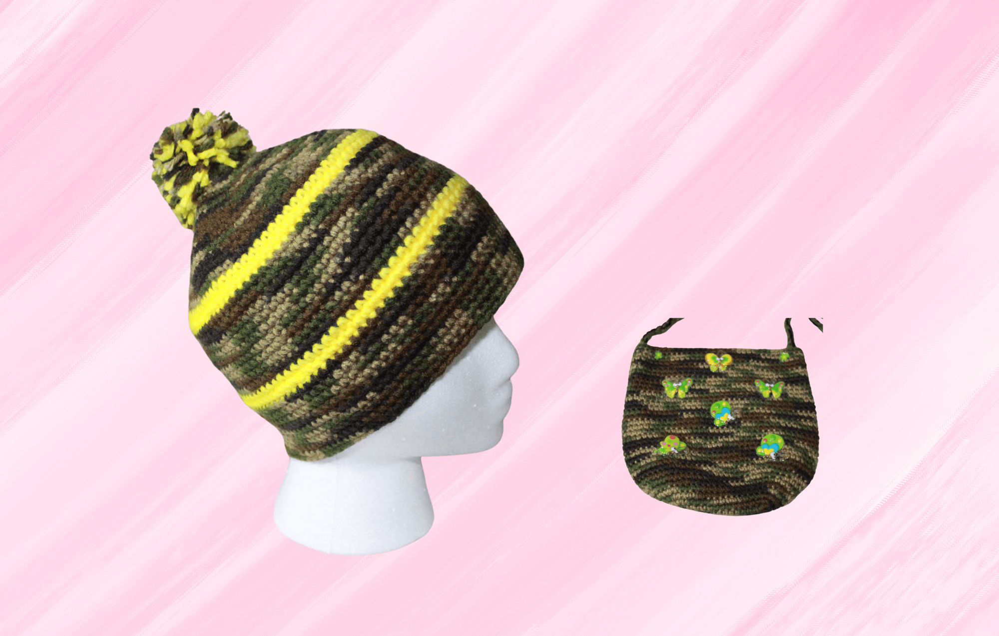 Cute Hats With Bags Bundle For Adults And Kids featuring unique artwork, perfect for personal style and expression.