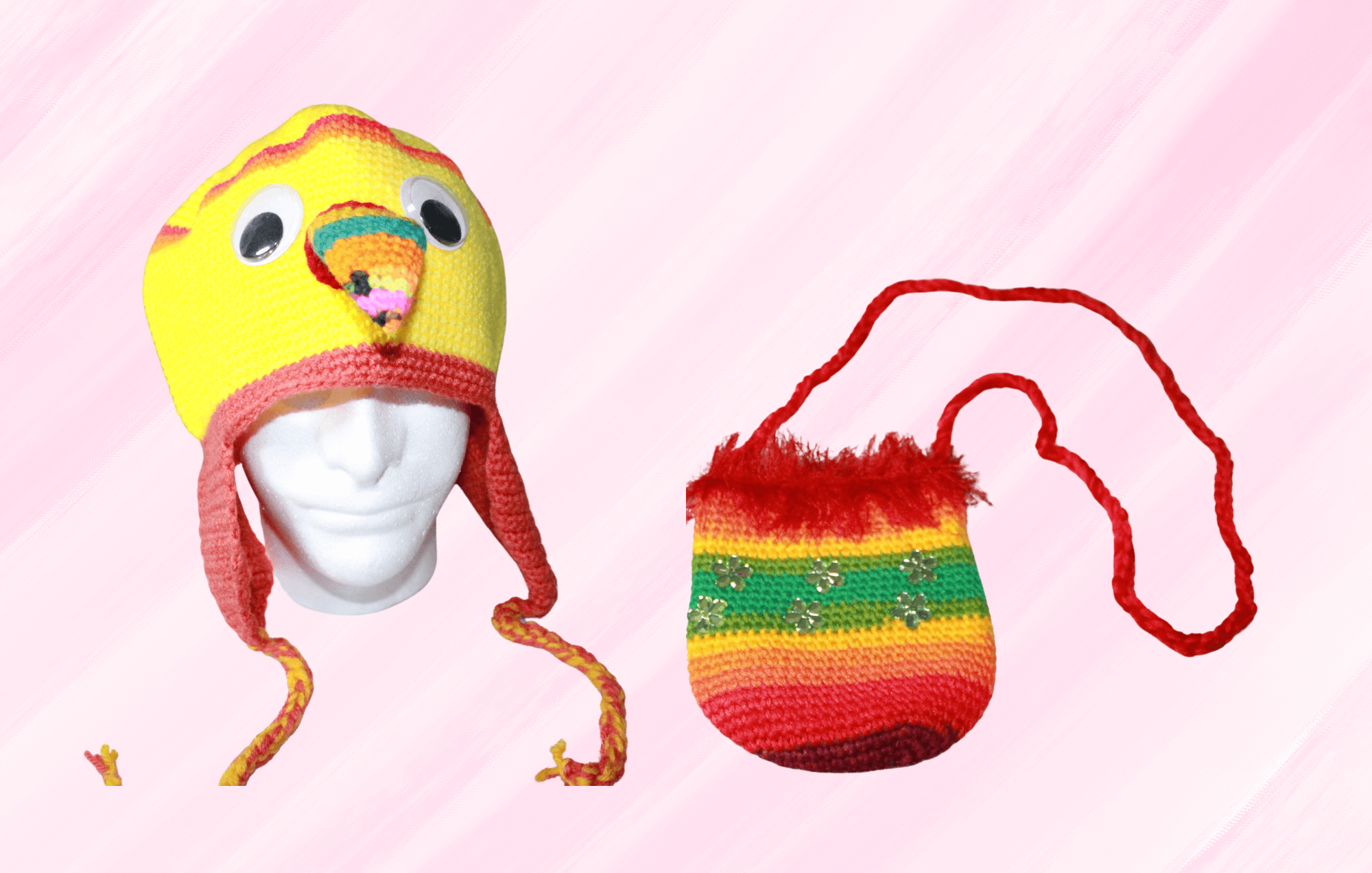 Cute Hats With Bags Bundle For Adults And Kids featuring unique artwork, perfect for personal style and expression.
