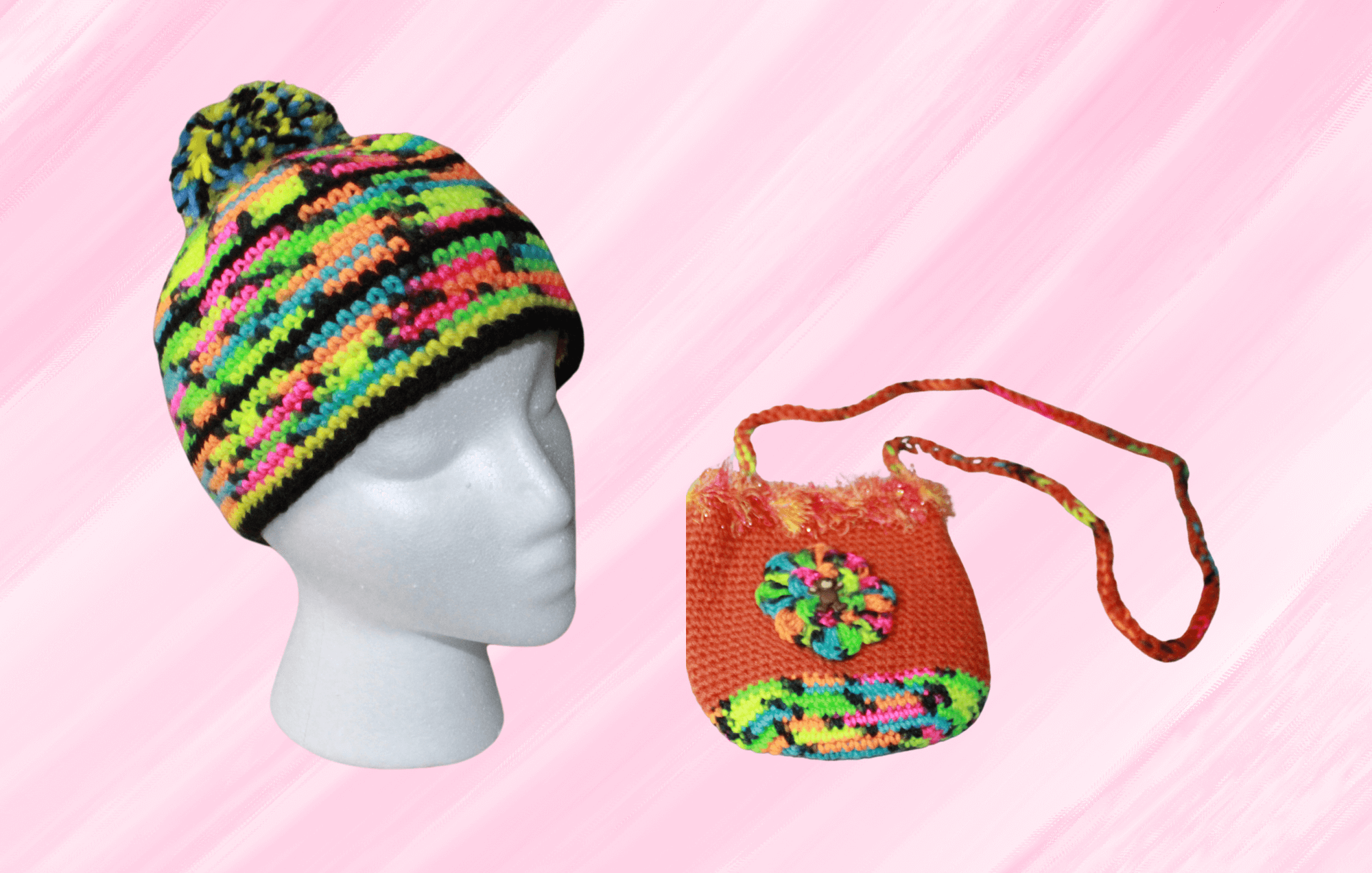 Cute Hats With Bags Bundle For Adults And Kids featuring unique artwork, perfect for personal style and expression.