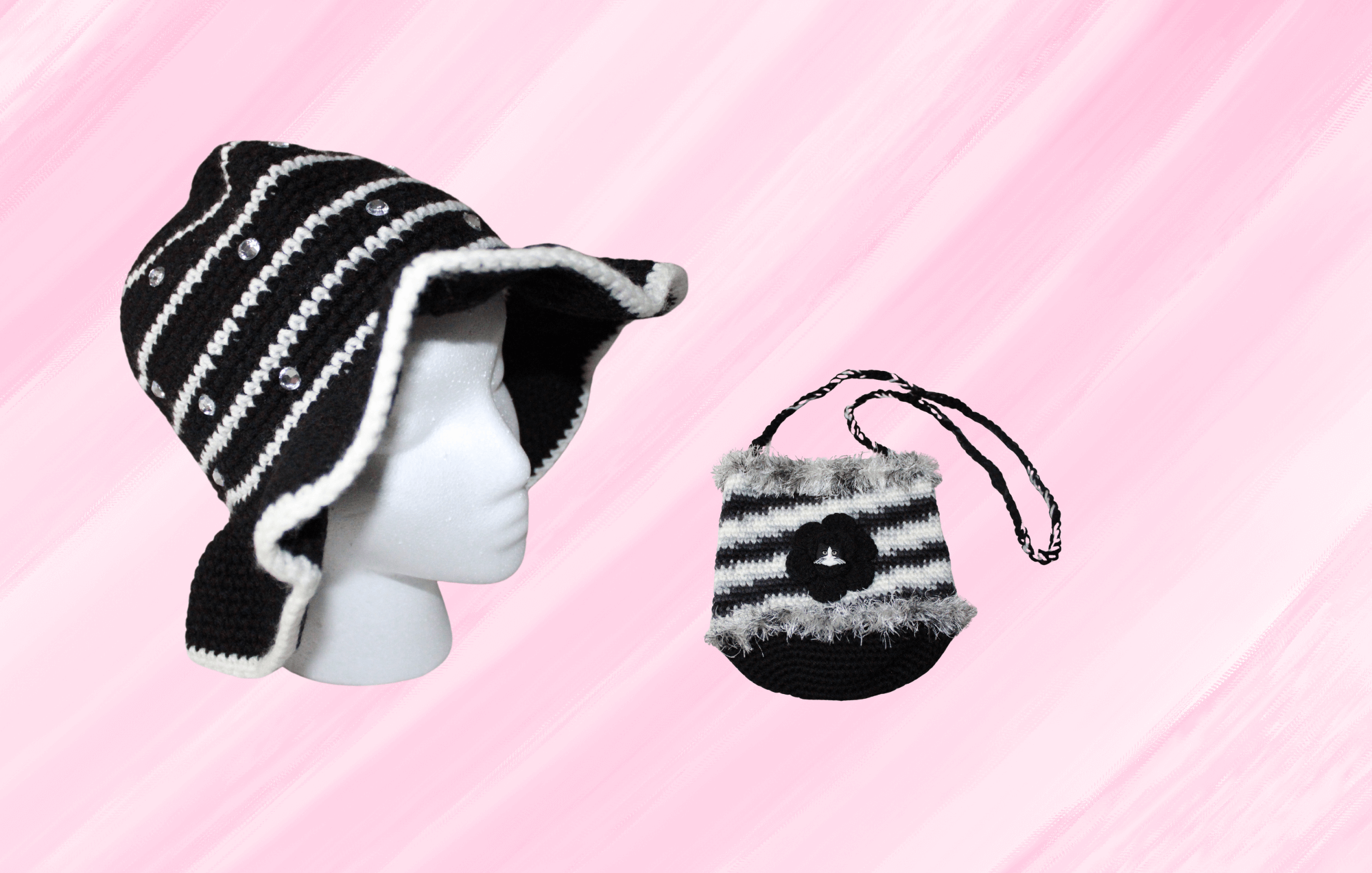 Cute Hats With Bags Bundle For Adults And Kids featuring unique artwork, perfect for personal style and expression.