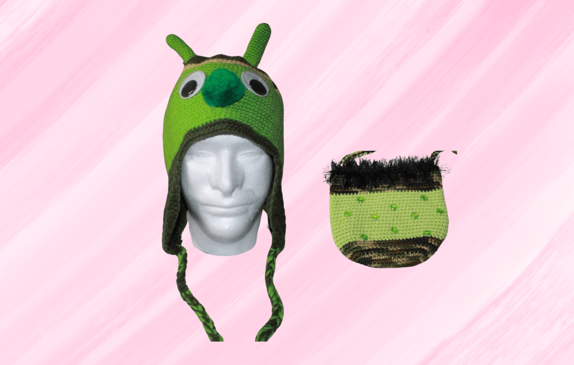 Cute Hats With Bags Bundle For Adults And Kids featuring unique artwork, perfect for personal style and expression.