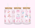 Pink Snow - Glass Cup With Bamboo Lid 16oz featuring unique artwork, perfect for personal style and expression.