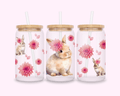 Bunny - Glass Cup With Bamboo Lid 16oz featuring unique artwork, perfect for personal style and expression.