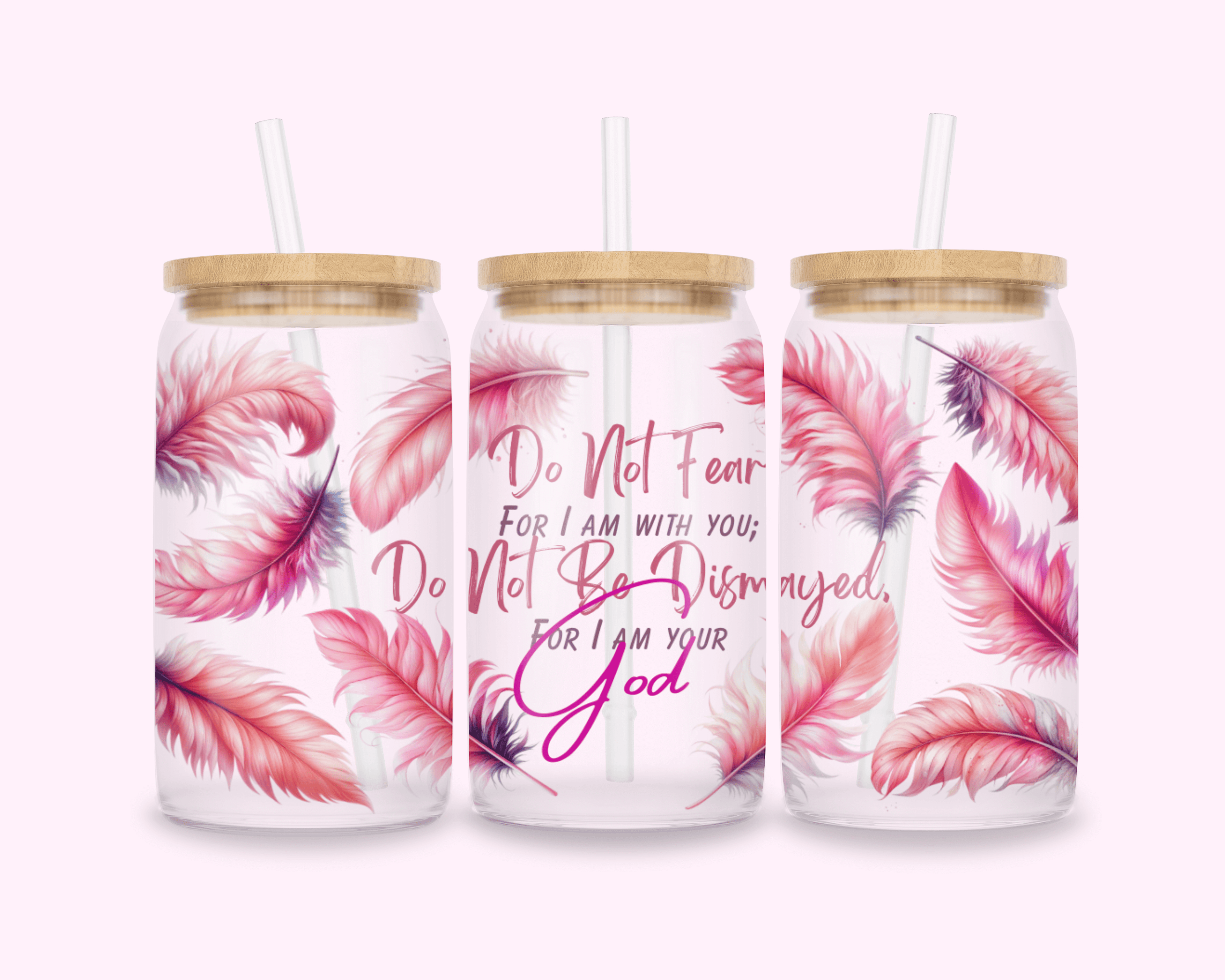 Do Not Fear - Glass Cup With Bamboo Lid 16oz featuring unique artwork, perfect for personal style and expression.