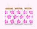 Pink Spring Flower - Glass Cup With Bamboo Lid 16oz featuring unique artwork, perfect for personal style and expression.