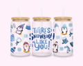 Snowbody - Glass Cup With Bamboo Lid 16oz featuring unique artwork, perfect for personal style and expression.