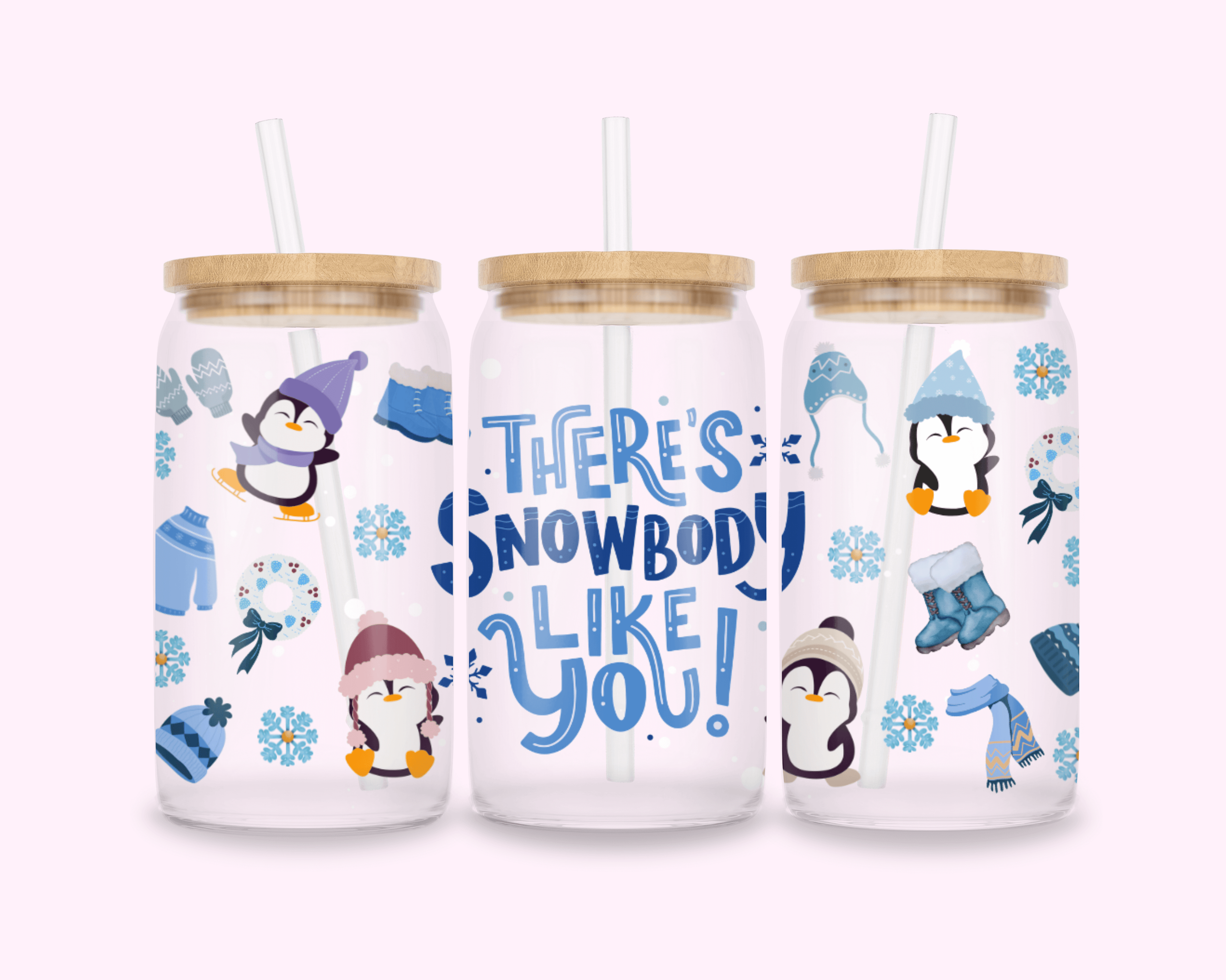 Snowbody - Glass Cup With Bamboo Lid 16oz featuring unique artwork, perfect for personal style and expression.