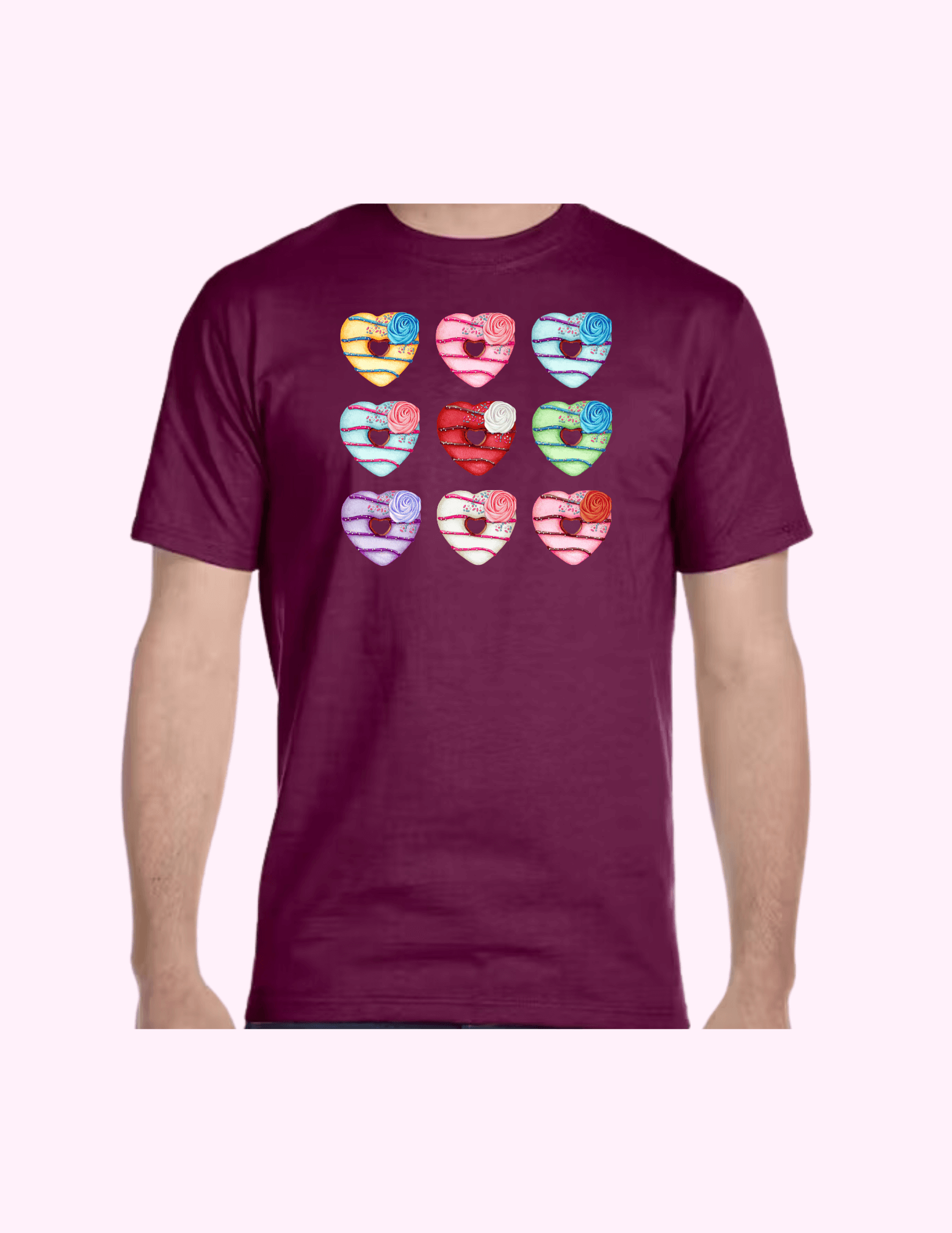 Donut Hearts - Adult T-Shirt featuring unique artwork, perfect for personal style and expression.