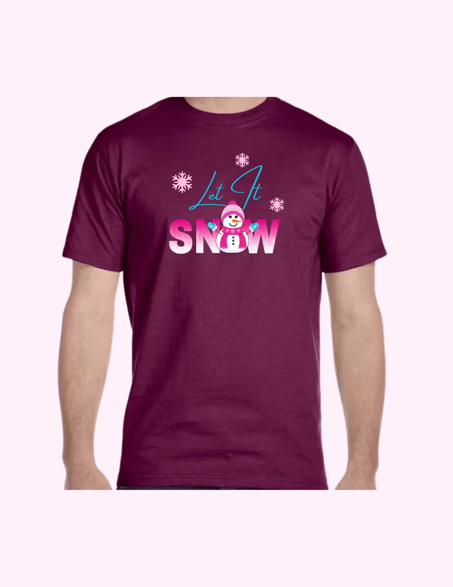 Let It Snow (Pink) - Adult T-Shirt featuring unique artwork, perfect for personal style and expression.