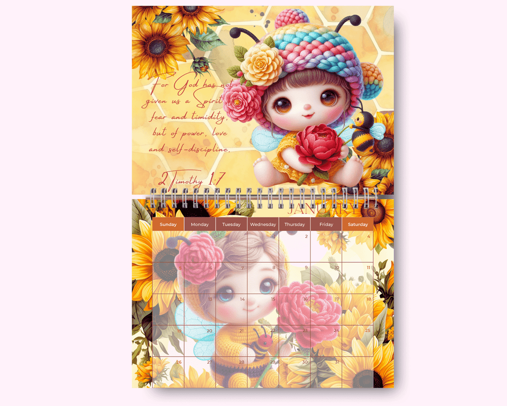Bee Calendar featuring unique artwork, perfect for organizing your year with style.