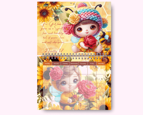Bee Calendar featuring unique artwork, perfect for organizing your year with style.