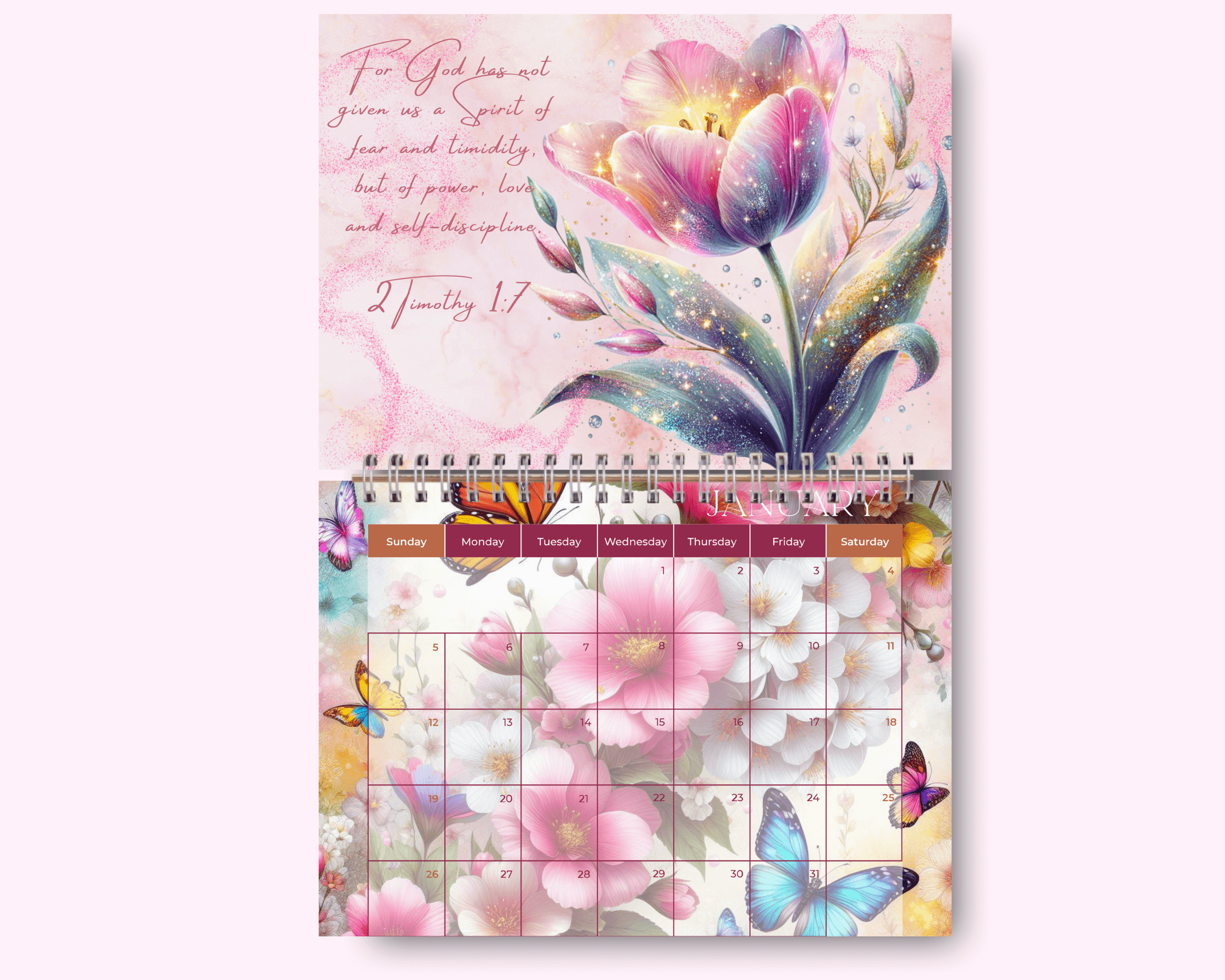 Dream Flower Calendar featuring unique artwork, perfect for organizing your year with style.