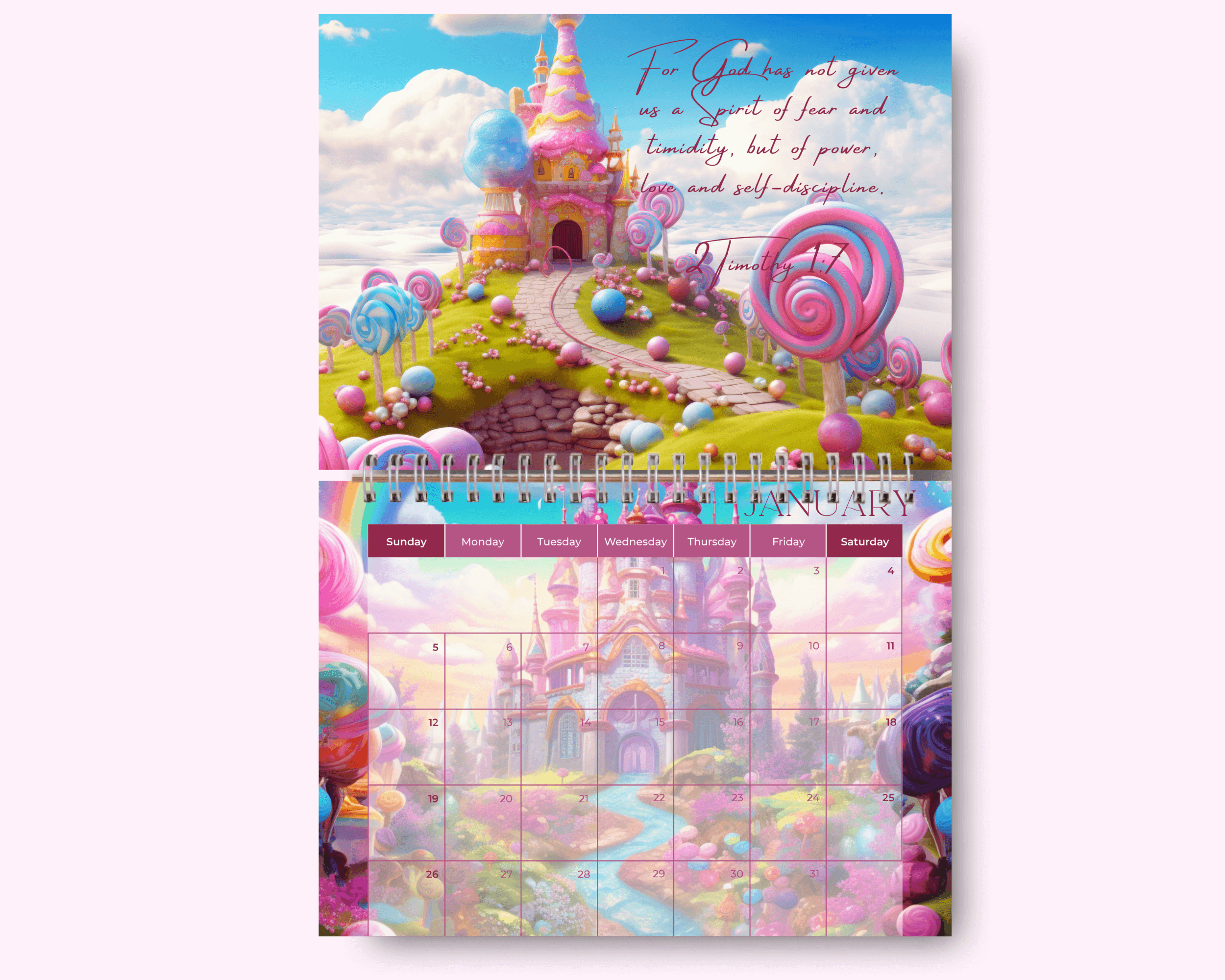 Candy Land Calendar featuring unique artwork, perfect for organizing your year with style.