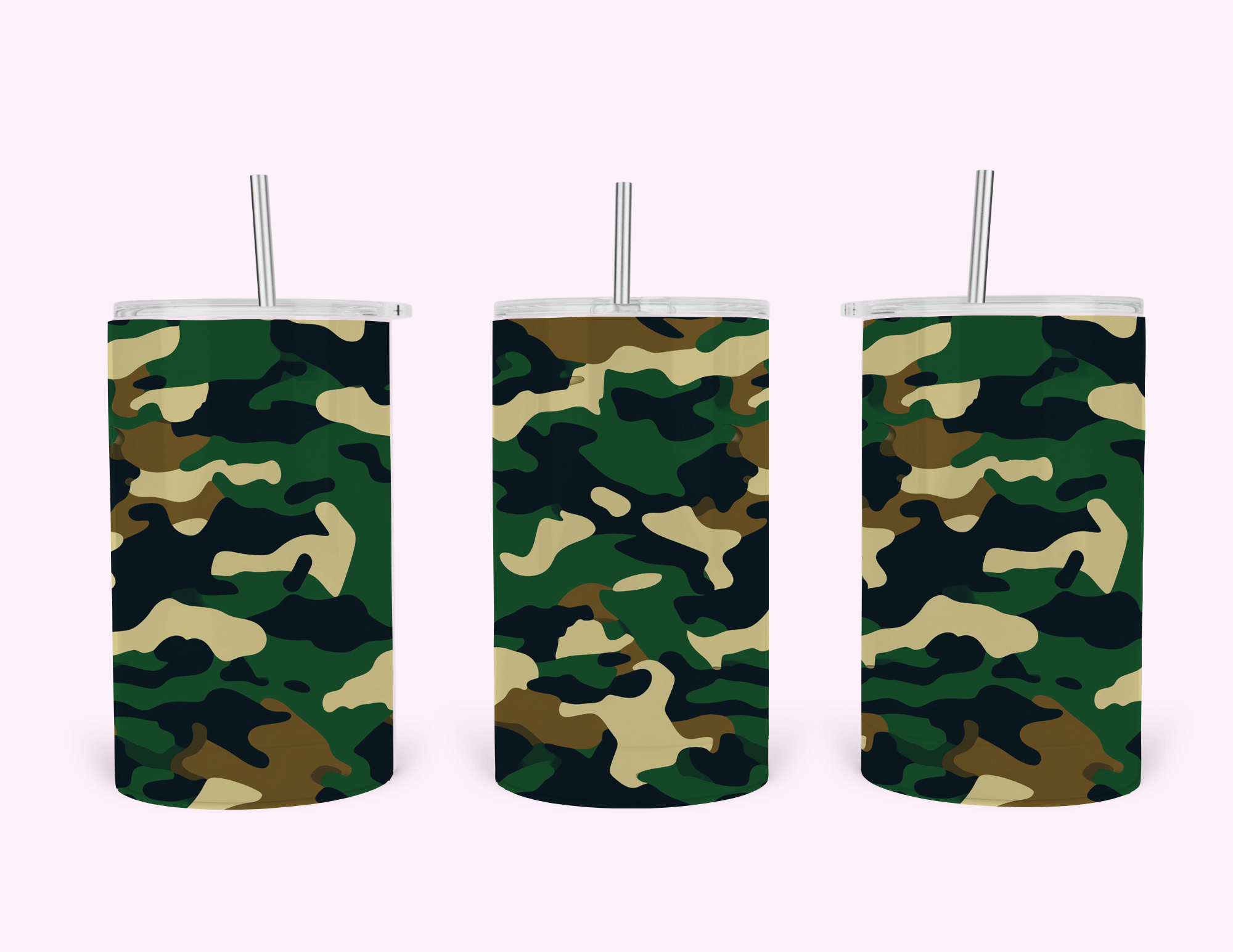 Green Camouflage - 20oz Tumbler featuring a blend of tones and patterns, perfect for outdoor and military-inspired style.