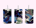 Green / Blue Camouflage - Tumbler featuring a blend of tones and patterns, perfect for a military-inspired style.