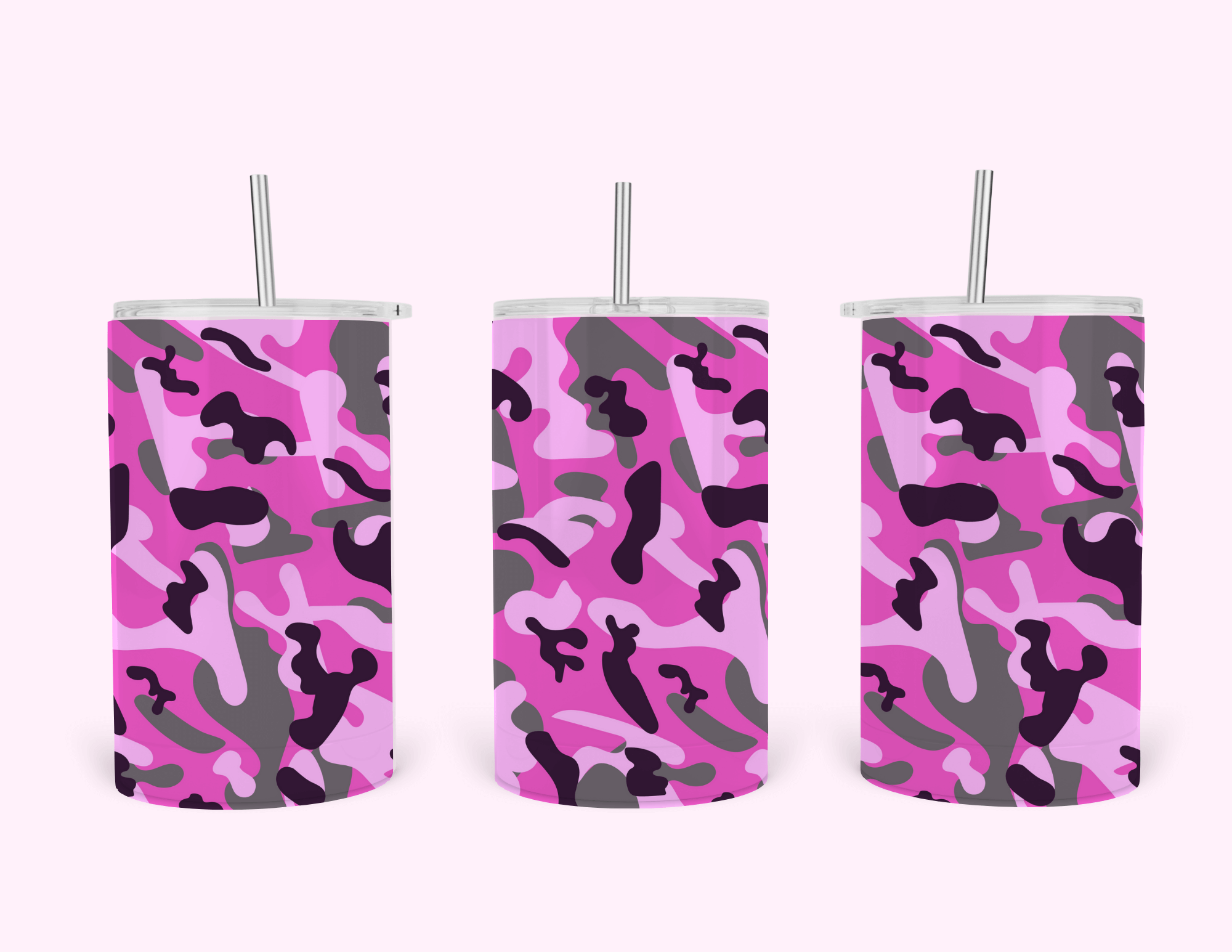 Pink Camouflage - 20oz Tumbler featuring a blend of tones and patterns, perfect for outdoor and military-inspired style.