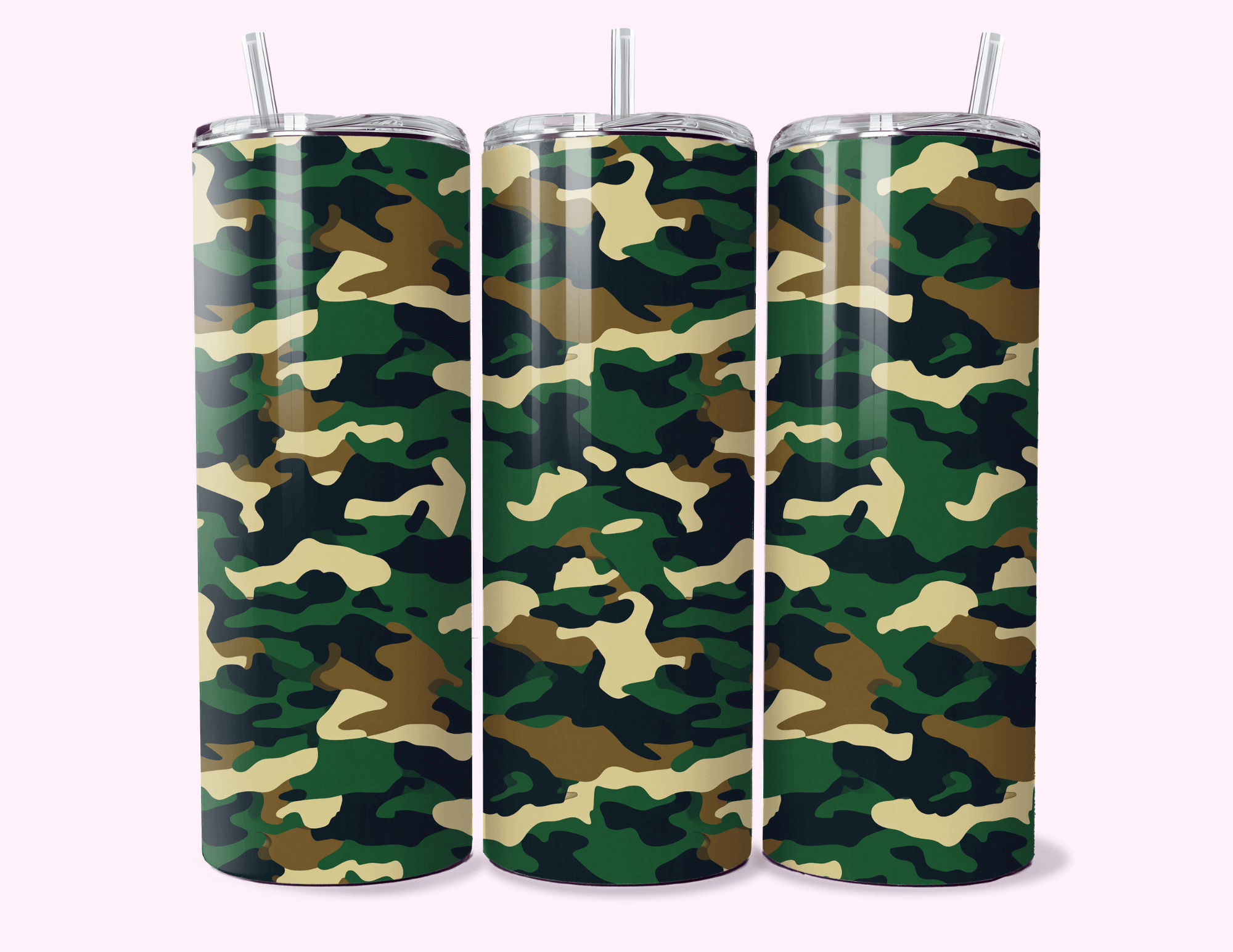 Green Camouflage - 20oz Tumbler Double-walled stainless steel, designed for insulation to keep drinks hot or cold for longer periods.