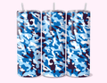 Blue Camouflage - 20oz Tumbler Double-walled stainless steel, designed for insulation to keep drinks hot or cold for longer periods.