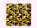 Yellow Camouflage - 20oz Tumbler Double-walled stainless steel, designed for insulation to keep drinks hot or cold for longer periods.