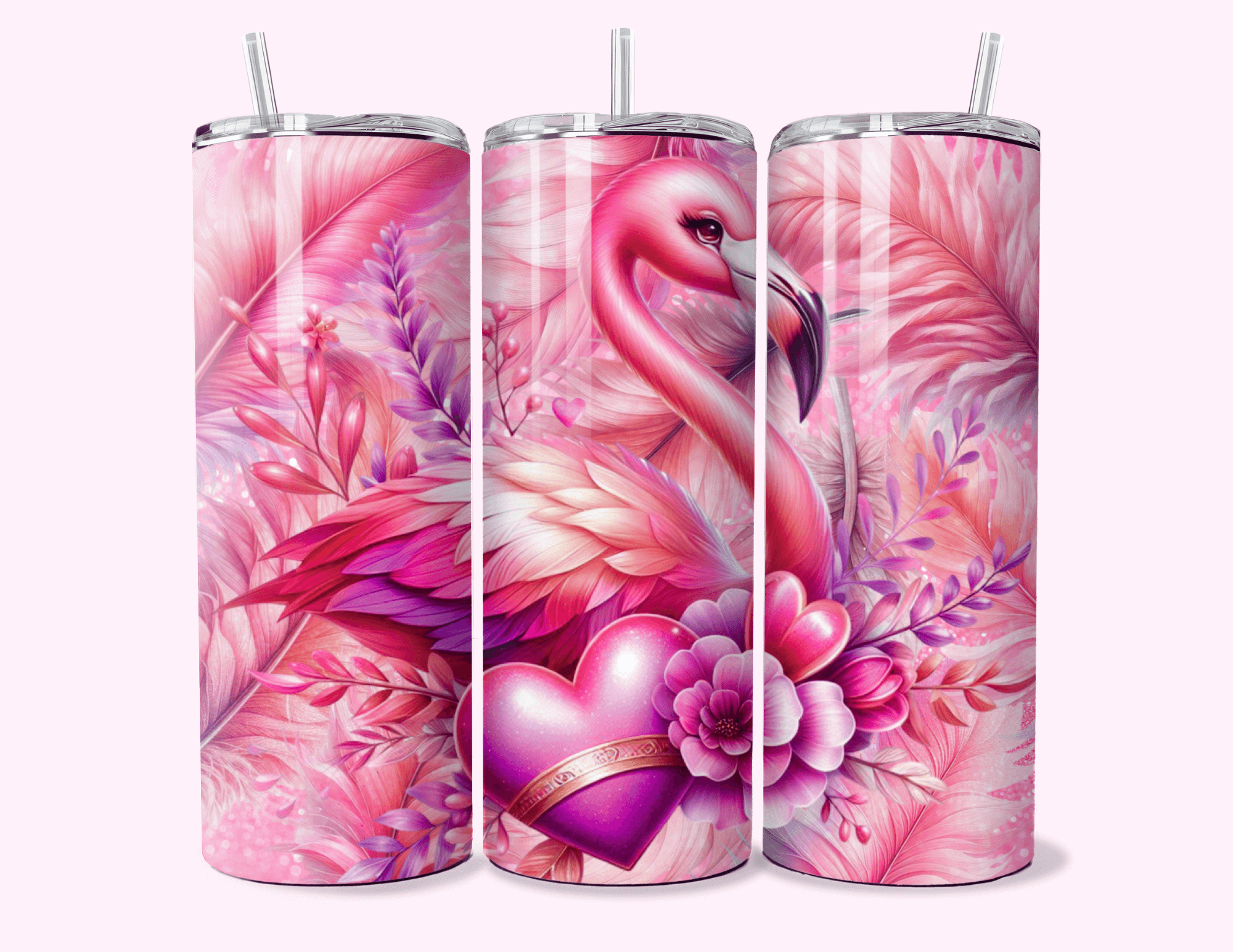 Glamorous Flamingo - 20oz Tumbler Double-walled stainless steel, designed for insulation to keep drinks hot or cold for longer periods.
