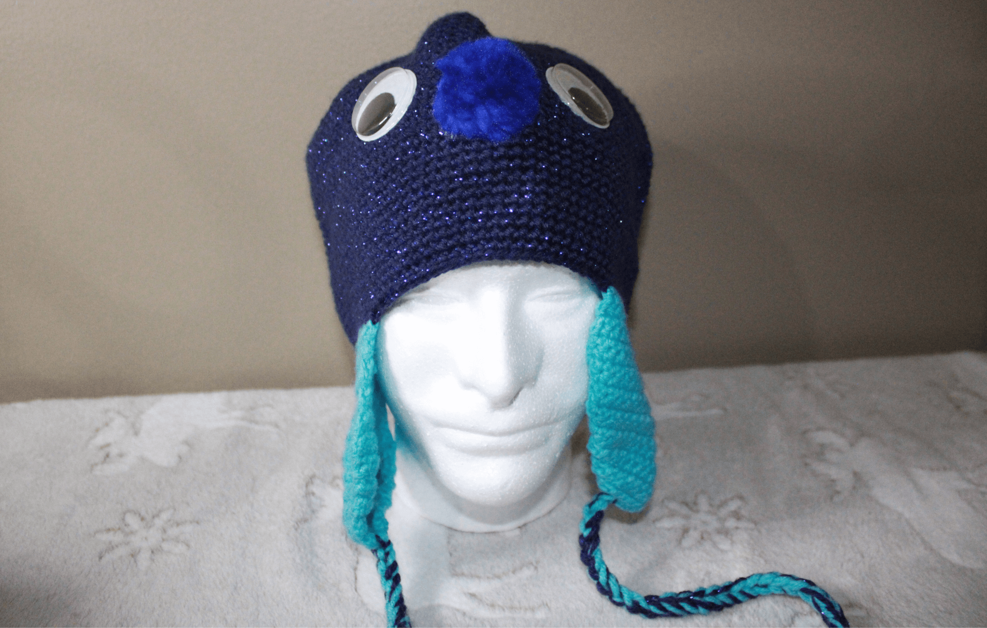 Blue Cute Hat For Adult featuring unique artwork, perfect for personal style and expression.