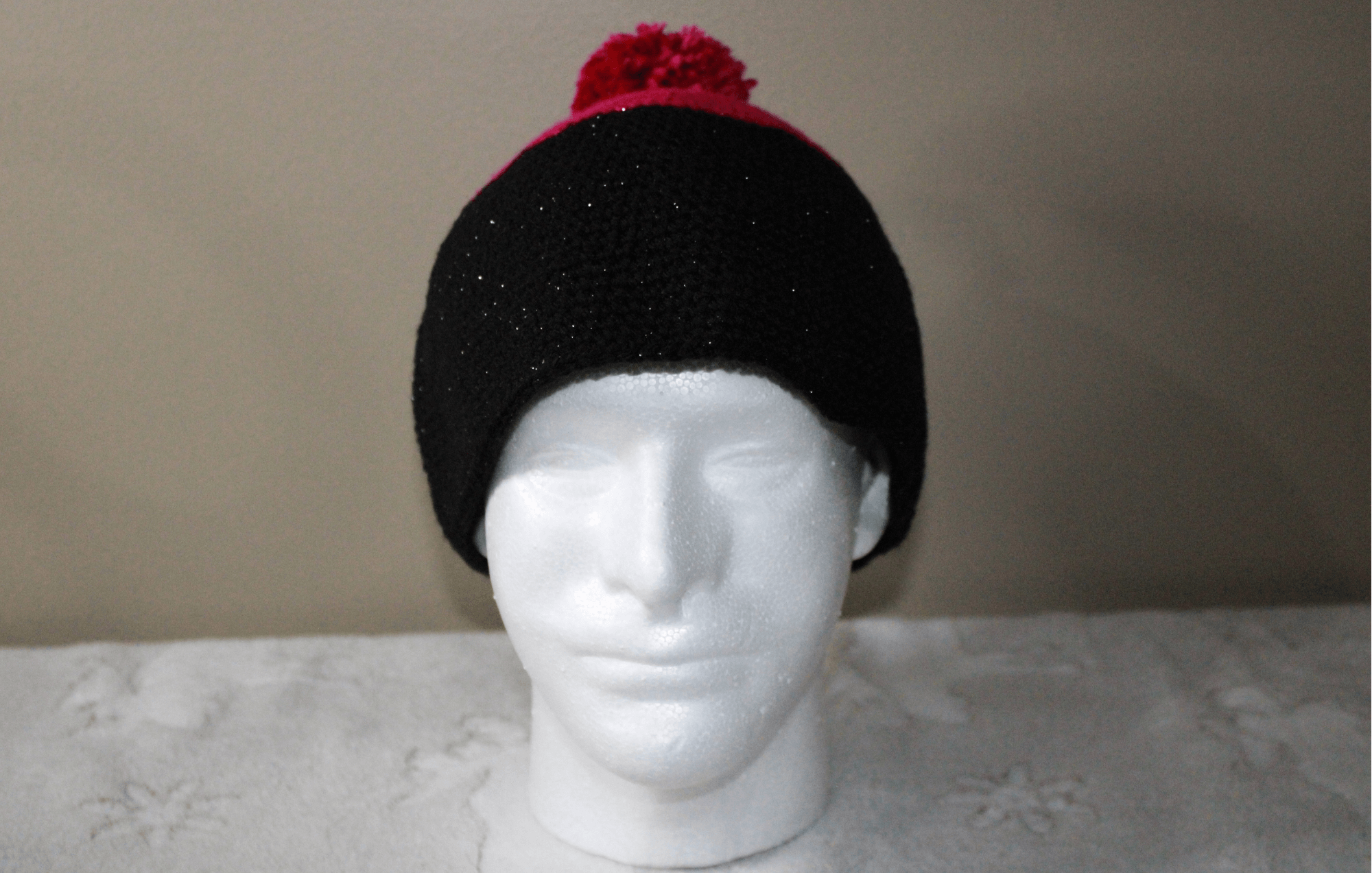 Black And Fuchsia Cute Hat For Adult featuring unique artwork, perfect for personal style and expression.