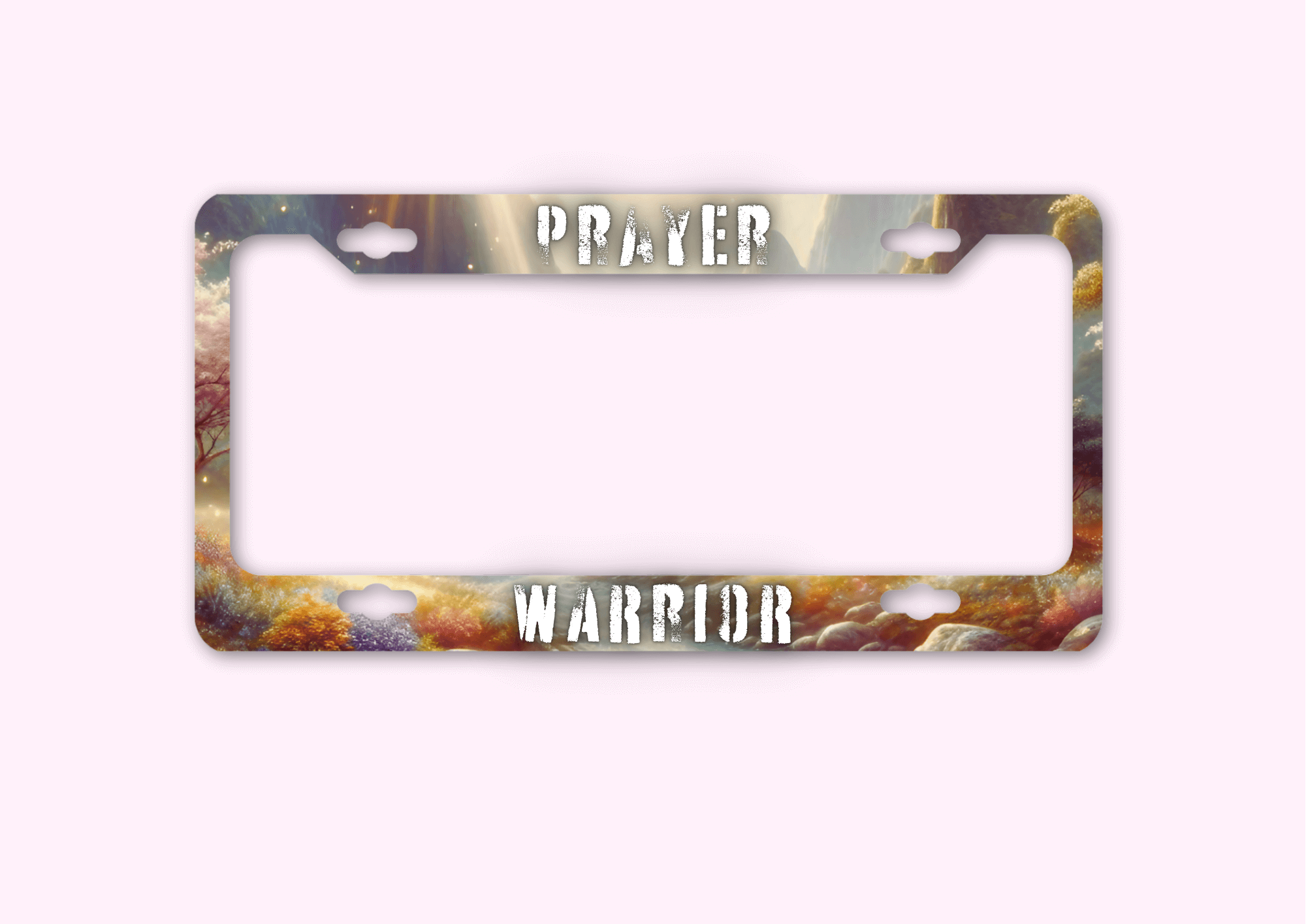 Prayer Warrior - License Plate Frame made of premium materials, featuring a sleek design and amazing artwork to express your style.