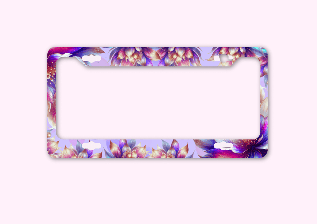 Lavender With Flowers - License Plate Frame made of premium materials, featuring a sleek design and amazing artwork to express your style.