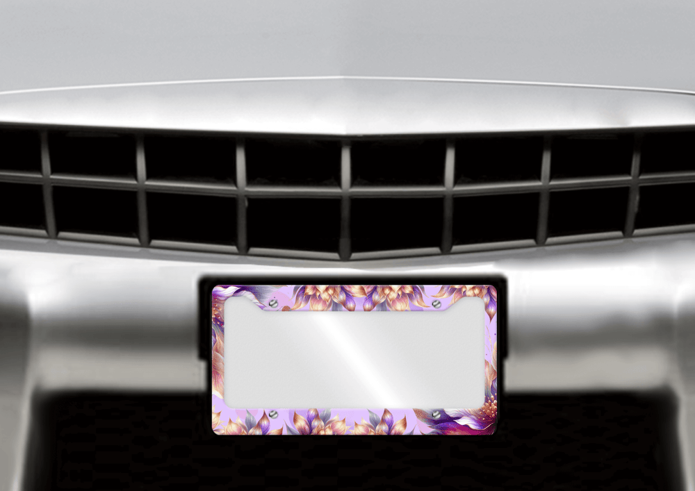 Lavender With Flowers - License Plate Frame made of premium materials, featuring a sleek design and amazing artwork to express your style.