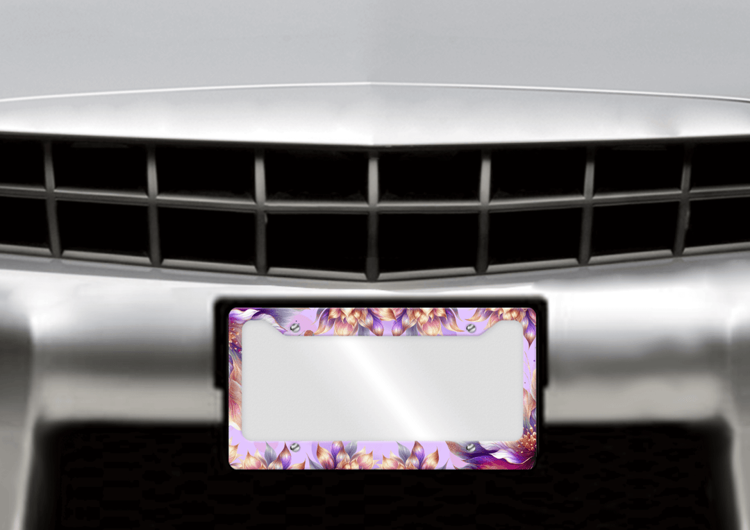 Lavender With Flowers - License Plate Frame made of premium materials, featuring a sleek design and amazing artwork to express your style.