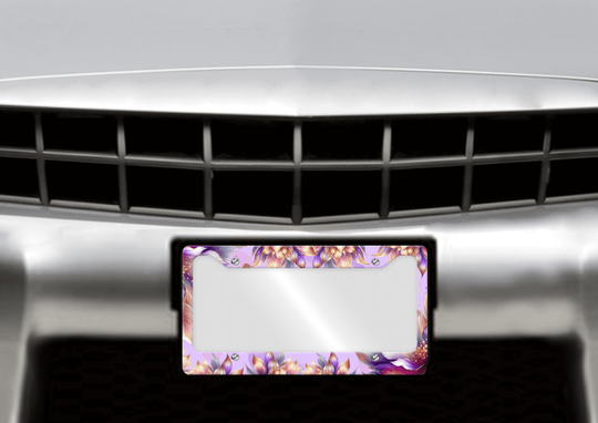 Lavender With Flowers - License Plate Frame made of premium materials, featuring a sleek design and amazing artwork to express your style.