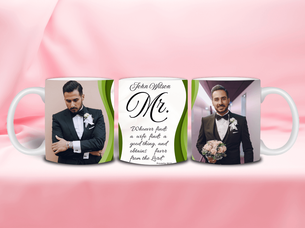 Wedding Set of 2 MR / MRS - Ceramic Mugs featuring unique artwork, perfect for personal style and expression.