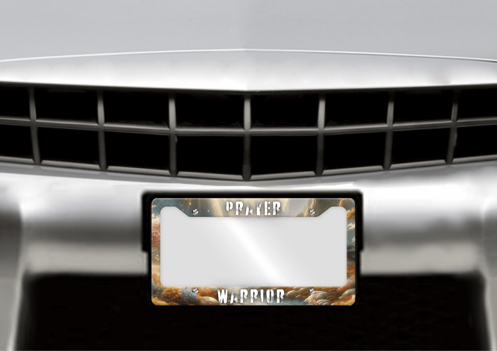 Prayer Warrior - License Plate Frame made of premium materials, featuring a sleek design and amazing artwork to express your style.