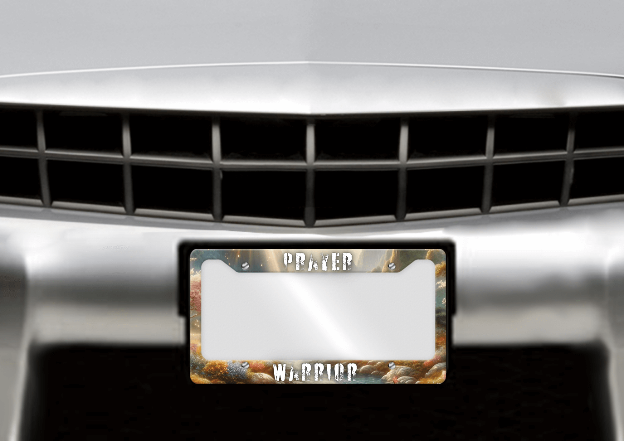 Prayer Warrior - License Plate Frame made of premium materials, featuring a sleek design and amazing artwork to express your style.