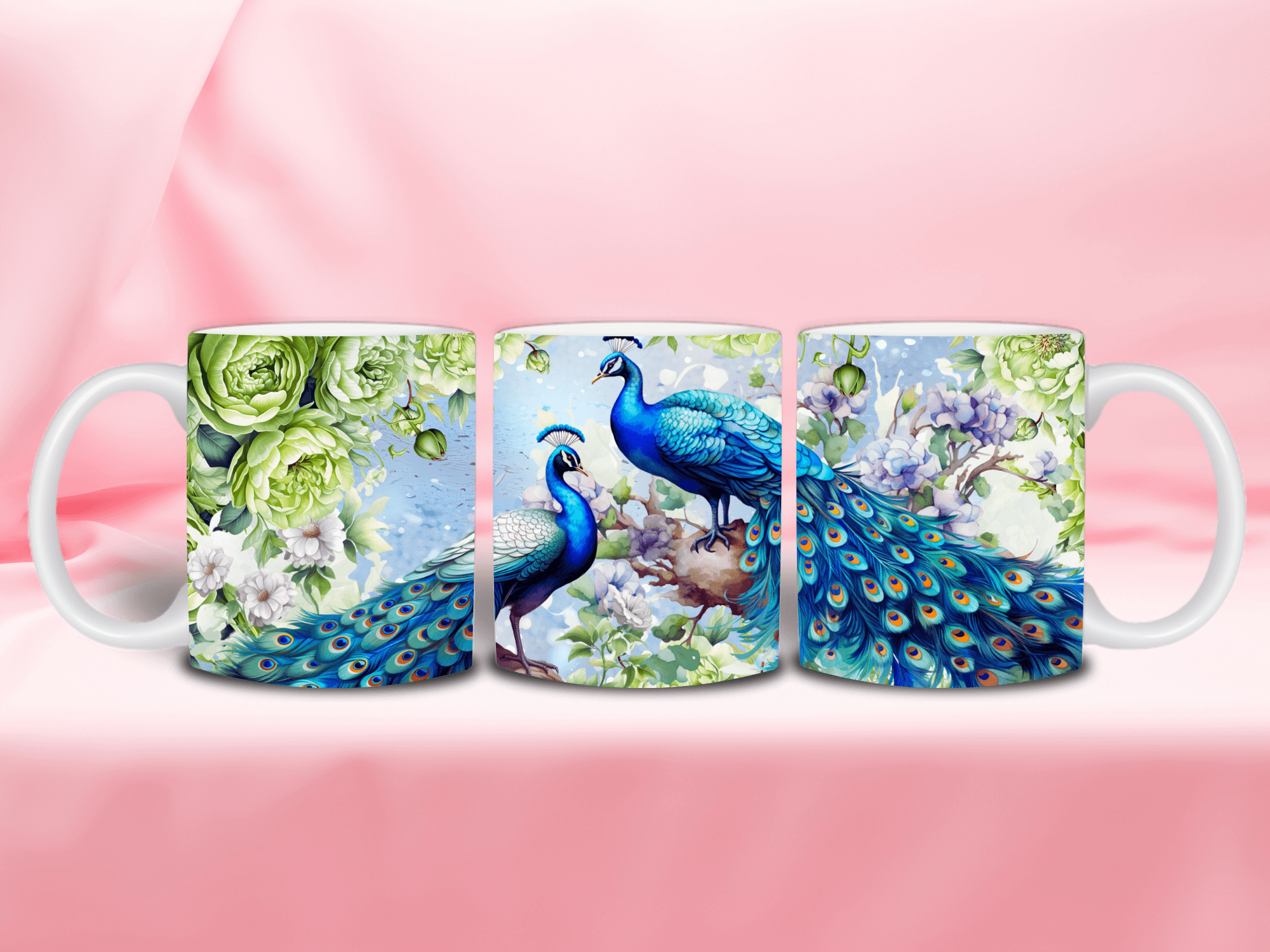 Peacock - Ceramic Mugs featuring unique artwork, perfect for personal style and expression.
