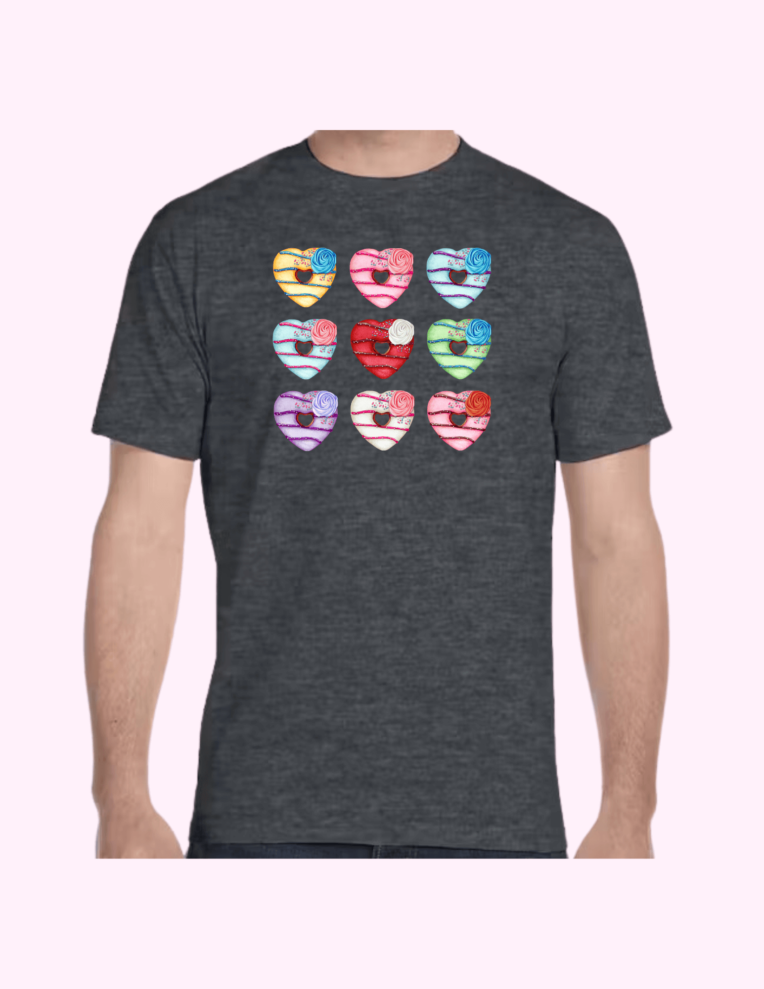 Donut Hearts - Adult T-Shirt featuring unique artwork, perfect for personal style and expression.