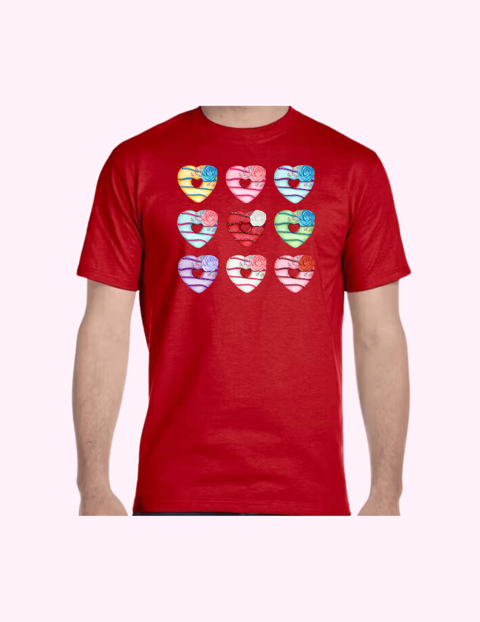 Donut Hearts - Adult T-Shirt featuring unique artwork, perfect for personal style and expression.