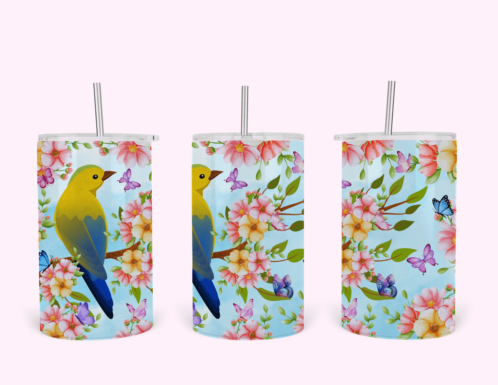 Spring Bird - 12oz Tumbler featuring unique artwork, perfect for personal style and expression.