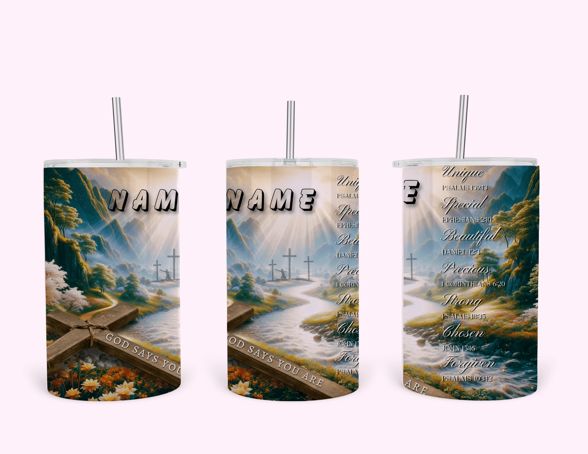 God Says You Are - 12oz Tumbler featuring unique artwork, perfect for personal style and expression.
