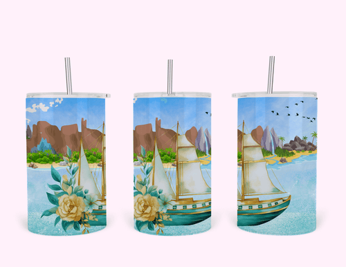 Boat - Tumbler featuring unique artwork, perfect for personal style and expression.