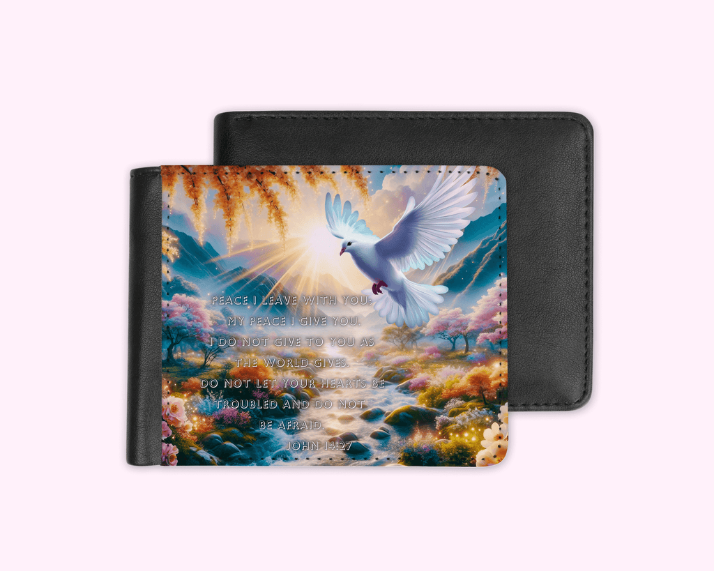 Men's wallet with double-sided printing, featuring a compact and functional design with multiple pockets.