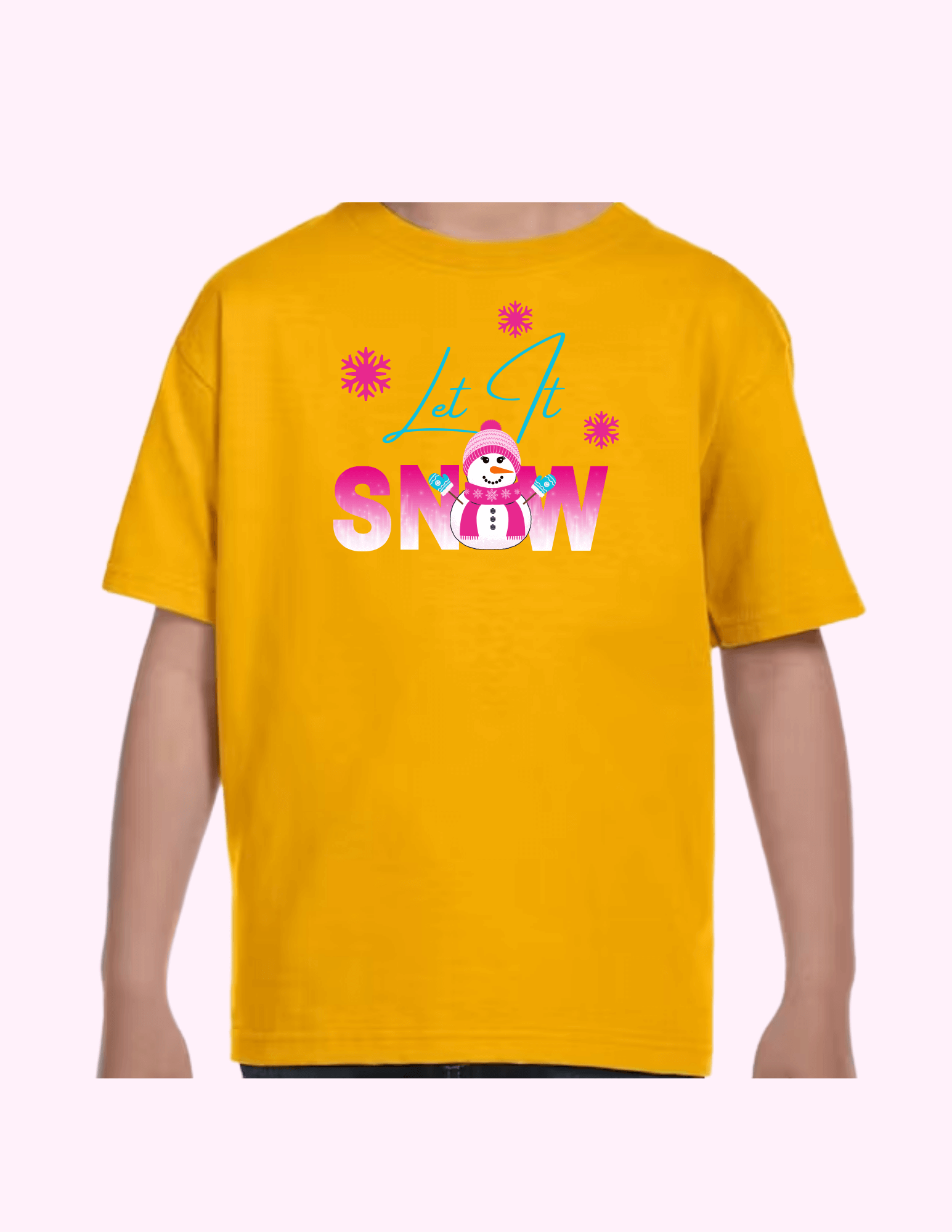Let It Snow (Pink) - Kids T-Shirt featuring unique artwork, perfect for personal style and expression.